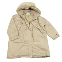 Béžová šušťáková zimná parka s kapucňou s kožešinou