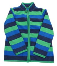 Modro-zelená pruhovaná fleecová prepínaci mikina TCM