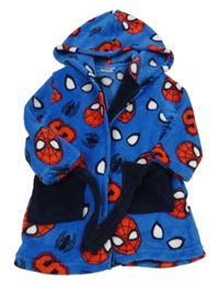 Modrý chlupatý župan se Spidermanem a kapucí Marvel