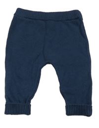 Tmavomodré pletené tepláky Tu