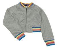 Sivá trblietavá prepínaci crop mikina s barevnými lemy Pepperts