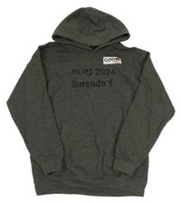 Tmavosivá mikina s potlačou a kapucňou