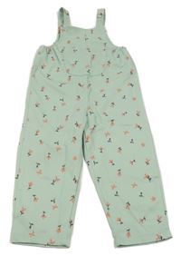 Zelenkavé na traké nohavice s kvietkami Shein