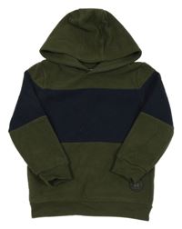 Kaki-tmavomodrá fleecová mikina s kapucňou Topolino