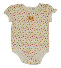 Bílo-barevné puntíkaté body s motýlem 