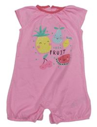 Neónově ružový bavlnený kraťasový overal s ovociem Primark