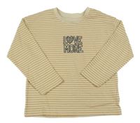 Béžové pruhované tričko s nápisom Matalan