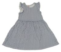 Tmavomodro-biele pruhované bavlnené šaty H&M
