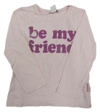 Svetloružové tričko s nápisom H&M