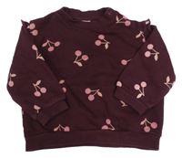 Vínová mikina s třešněmi a volánikmi H&M