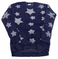 Tmavomodrý třyptivý sveter s hviezdami Matalan