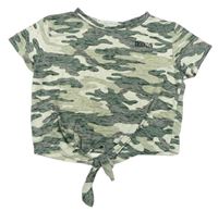 Khaki army crop tričko s logom Primark