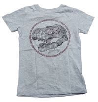 Sivé melírované tričko s dinosaurom Mantaray