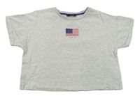Sivé melírované crop tričko s vlajkou George