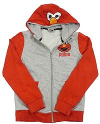 Šedo-červená propínací mikina Sesame Street s kapucí Puma
