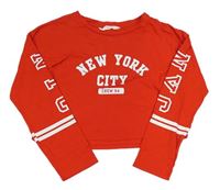 Červené crop tričko s nápisom zn. H&M