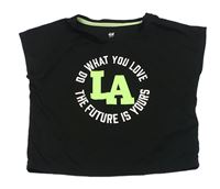 Čierne športové crop tričko s nápisom H&M