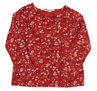Červené kytičkované triko H&M
