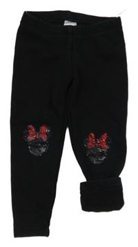 Černé teplé legíny s Minnie z flitrů Disney+ C&A