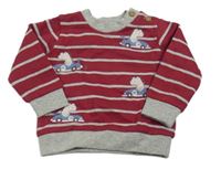 Červeno-sivá pruhovaná mikina s krokodílmi  M&Co.