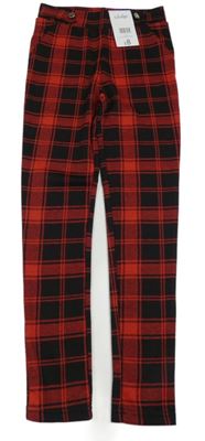 Nové - Černo-červené kostkované legíny George 