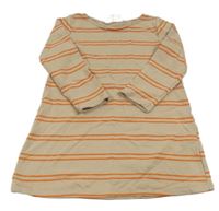 Béžovo-oranžové pruhované teplákové šaty H&M