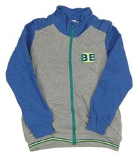 Šedo-modrá propínací mikina s nápisem Esprit