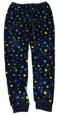 Tmavomodré chlpaté domáceé nohavice s hviezdičkami Alive