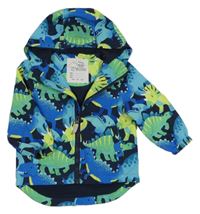 Tmavomodrá šušťáková jarná bunda s dinosaurami a kapucňou Nutmeg