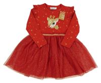 Nové - Červené slávnostné šaty so sobom a tylovou sukní Primark