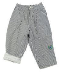 Čierno-biele pruhované plátenné podšité nohavice Micky