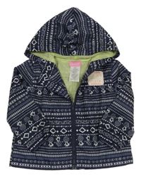 Tmavomodro-bílá vzorovaná šusťáková jarní bunda s kapucí Miniville