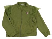 Khaki propínací mikina s motýlem a síťovinou Coccodrillo