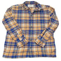 Oranžovo-tmavomodro-zelená kockovaná flanelová košeľa M&S