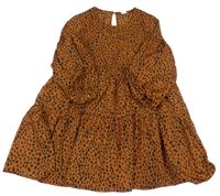 Medovo-čierne vzorované šaty Shein