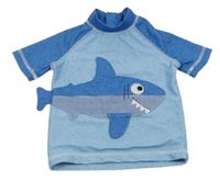 Světlemodro-modré UV tričko se žralokem Next