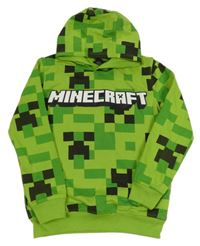 Limetková vzorovaná mikina s logem a kapucí Minecraft 