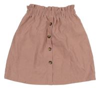 Svetloružová menšestrová sukňa s gombíkmi Shein