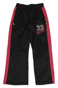 Čierno-ružové športové nohavice s číslom a kamienkami