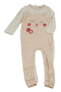 Světlerůžovo-bílý pruhovaný overal s kočičkou Lupilu 