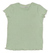 Bílo-světlezelené kostičkované tričko Topolino 