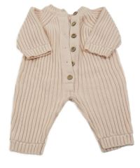 Svetloružový rebrovaný pletený overal