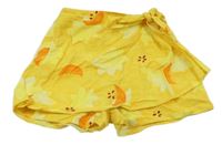 Žlto-oranžová skort sukňa s obrázkami Morese
