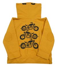 Okrová mikina s motorkami a komínovým golierom Topolino