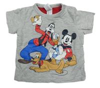 Sivé melírované tričko s Mickeym a kamarády C&A