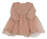 Světlerůžové žinylkovo/tylové šaty H&M