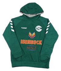 Zelená mikina s potlačou a kapucňou Hummel