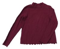 Vínové rebrované tričko H&M