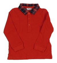 Červené polo triko s kostkovaným límečkem So Cute