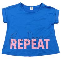 Královsky modré športové tričko s nápismi Tu